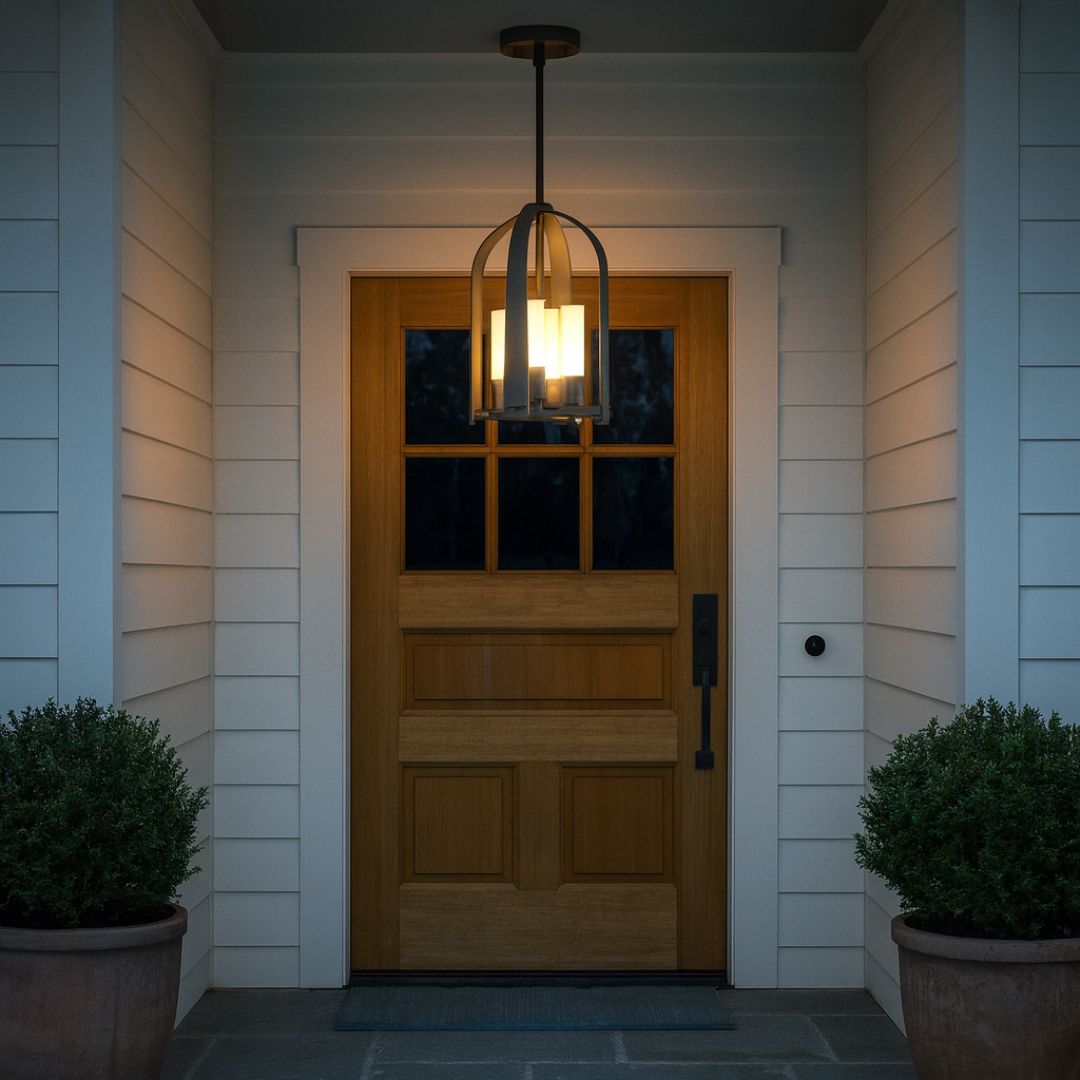 Elegant Outdoor Lantern with Four-Light Cluster and Aluminum Design