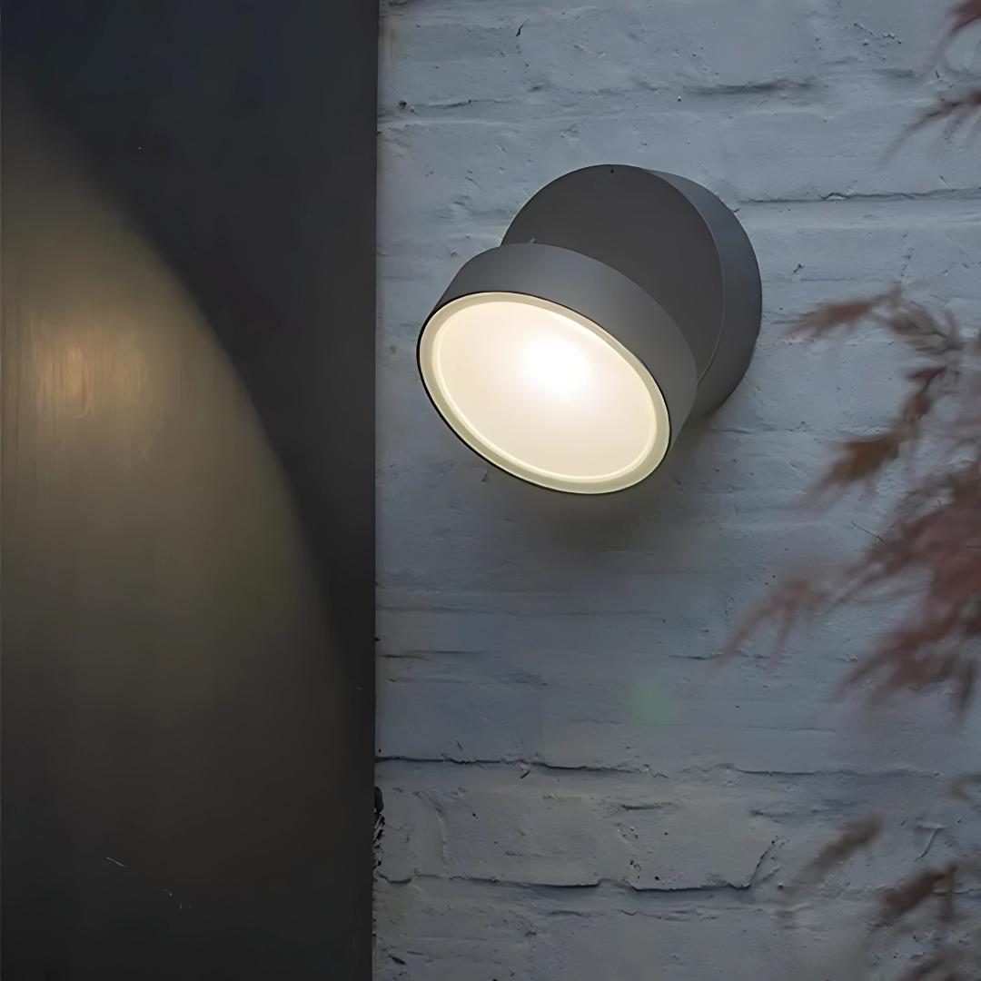 Outdoor Wall Light 12W LED IP65 Round Black Aluminium Adjustable