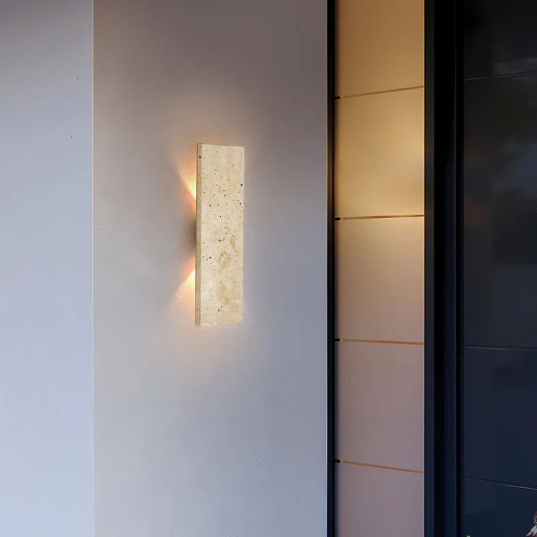 Outdoor Waterproof Natural Stone Wall Lamp with Dimmable LED Sconce Light