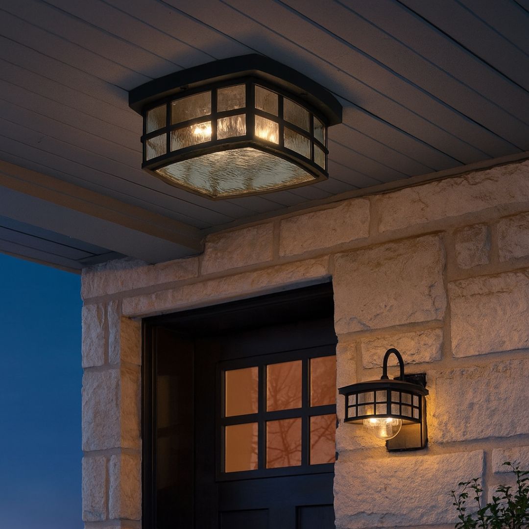 Outdoor Flush Mount Ceiling Light Mystic Black 5.75in Coastal Armour