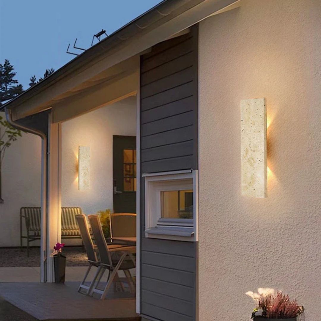 Outdoor Waterproof Natural Stone Wall Lamp with Dimmable LED Sconce Light