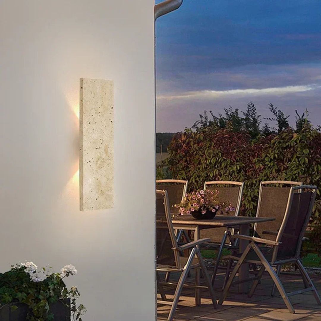 Outdoor Waterproof Natural Stone Wall Lamp with Dimmable LED Sconce Light