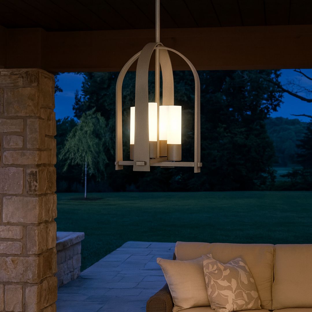 Elegant Outdoor Lantern with Four-Light Cluster and Aluminum Design