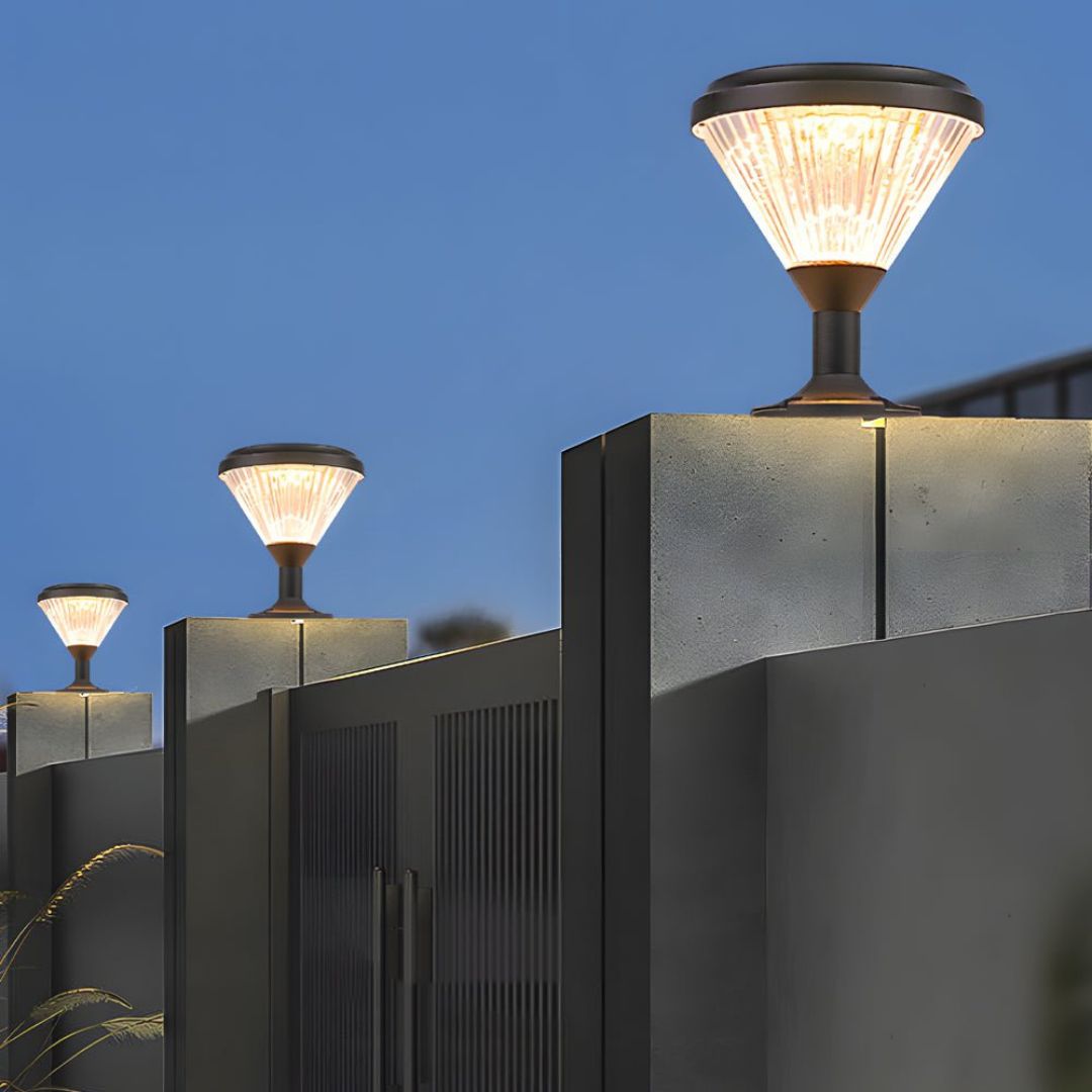 Solar LED Post Light Outdoor Waterproof Black IP65 Color Changing