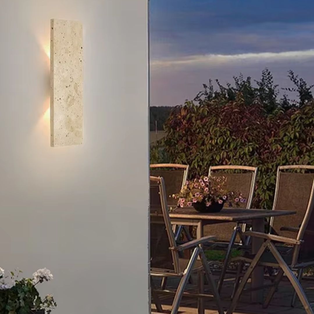 Outdoor Waterproof Natural Stone Wall Lamp with Dimmable LED Sconce Light