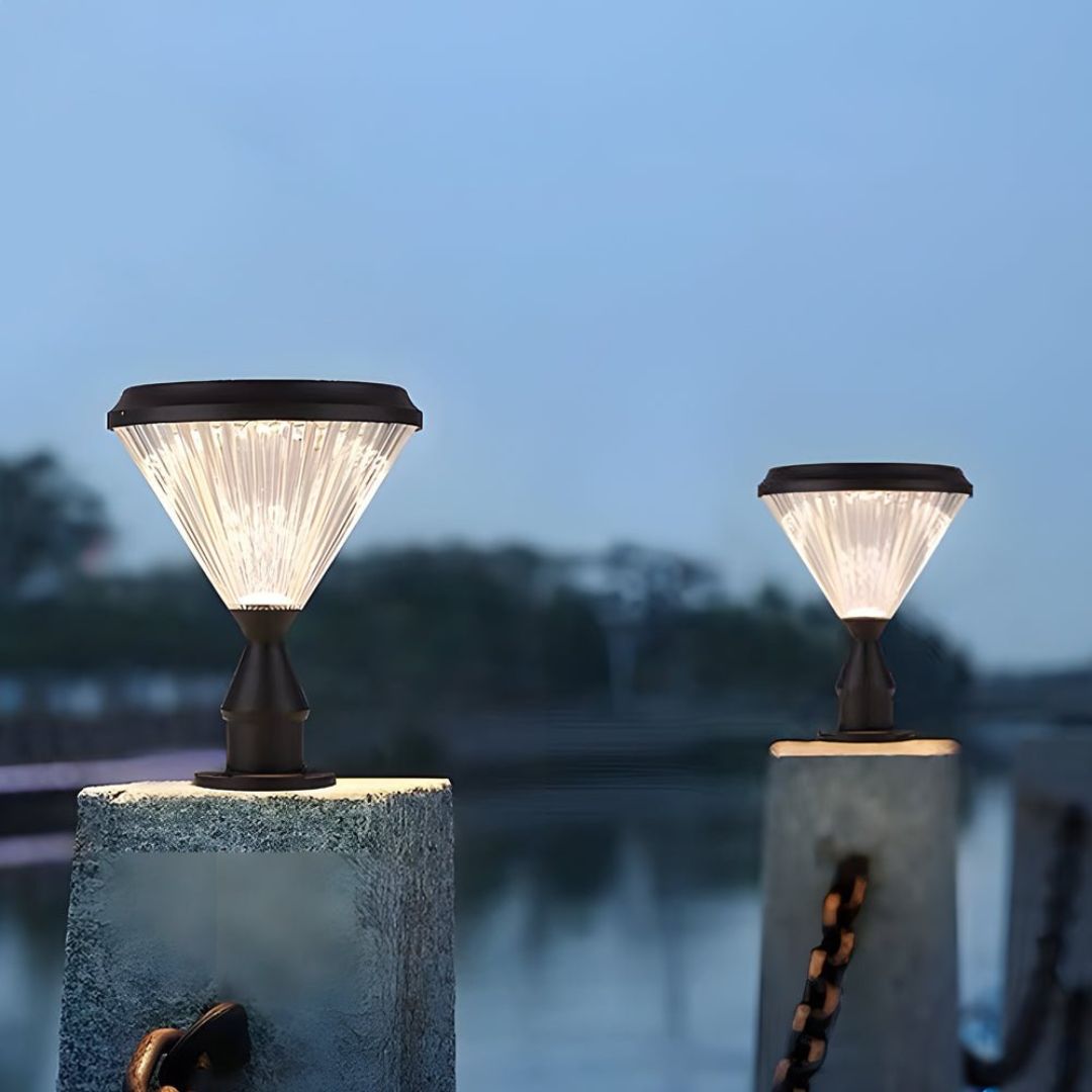 Solar LED Post Light Outdoor Waterproof Black IP65 Color Changing