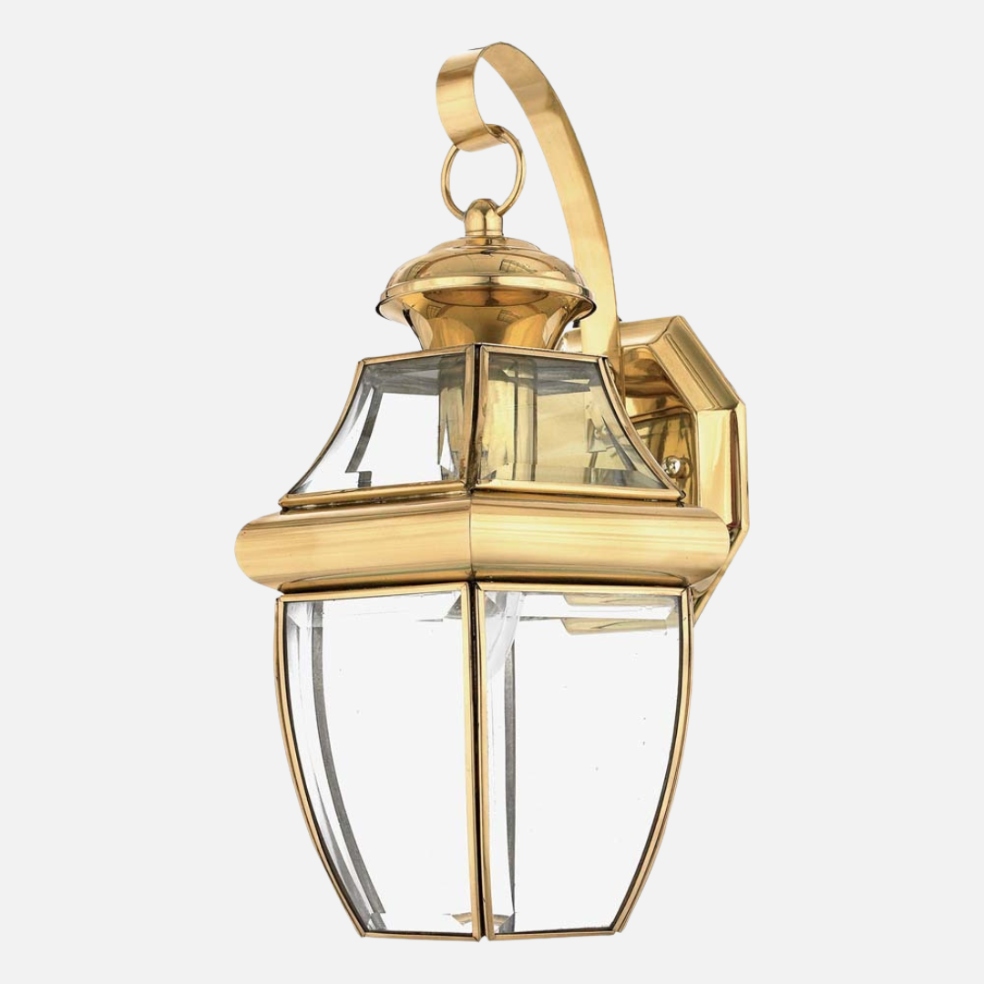 Outdoor Wall Lamp Brass Finish with Beveled Glass