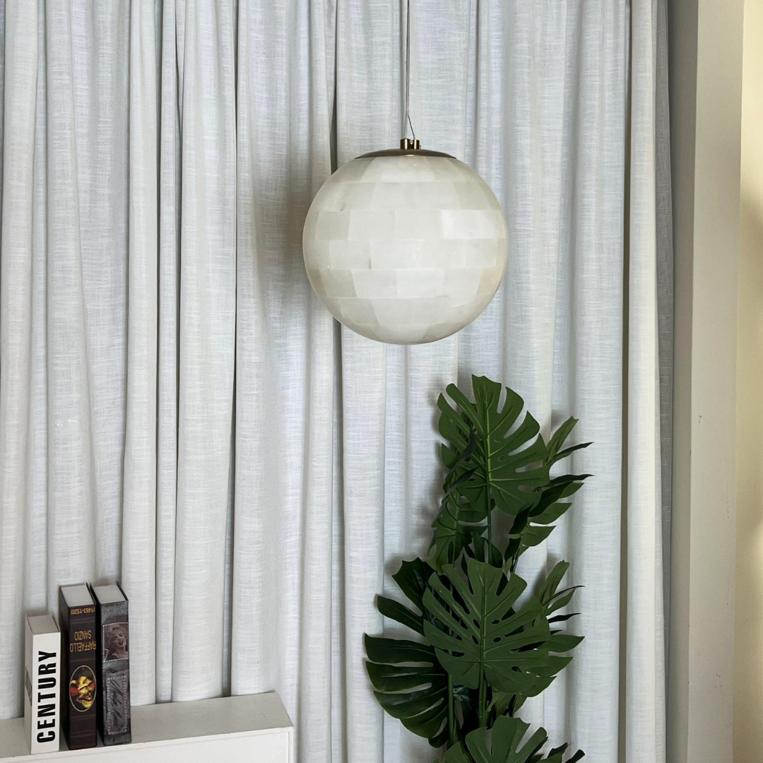 Elegant Brass and Alabaster Pendant Light – Modern Kitchen Hanging Lights