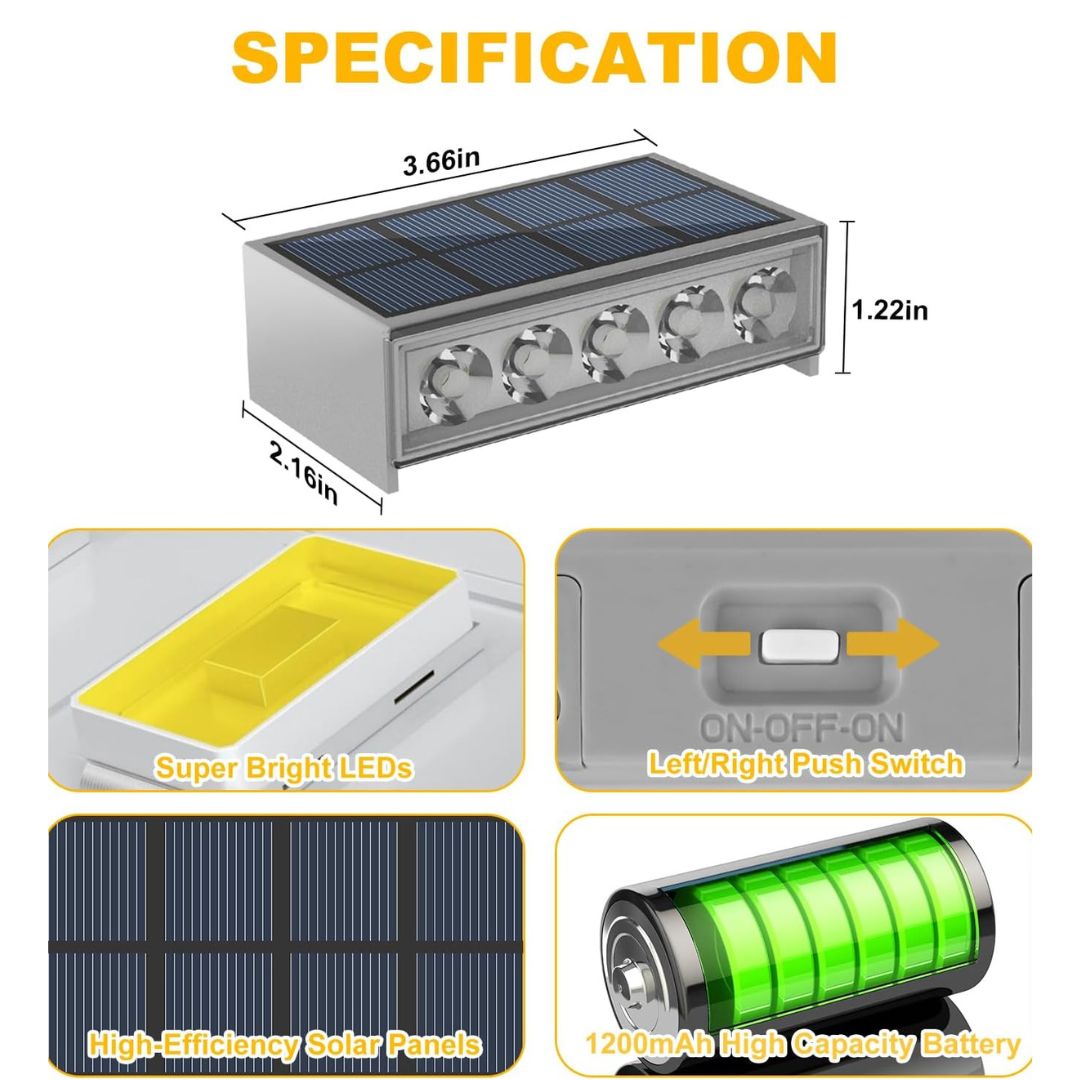 Solar Step Lights Outdoor Waterproof LED Deck Lighting for Stairs
