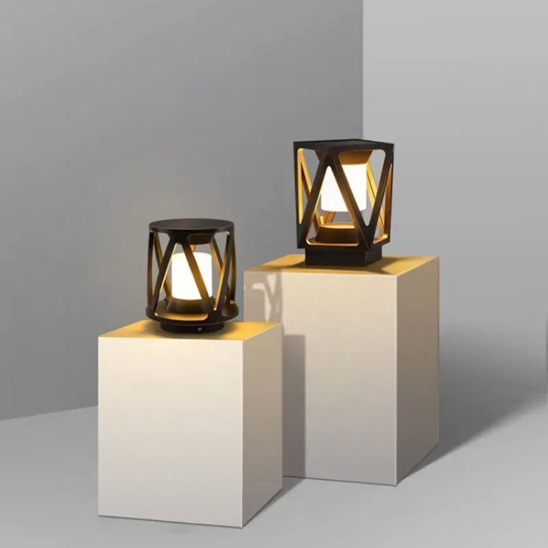 Outdoor Pillar Light Round Black Die-cast Aluminium 3000K IP65