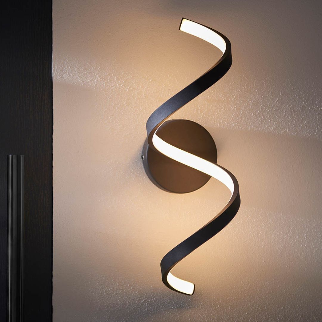 Modern Black LED Wall Light IP44 Aluminium 12W 3000K 520lm
