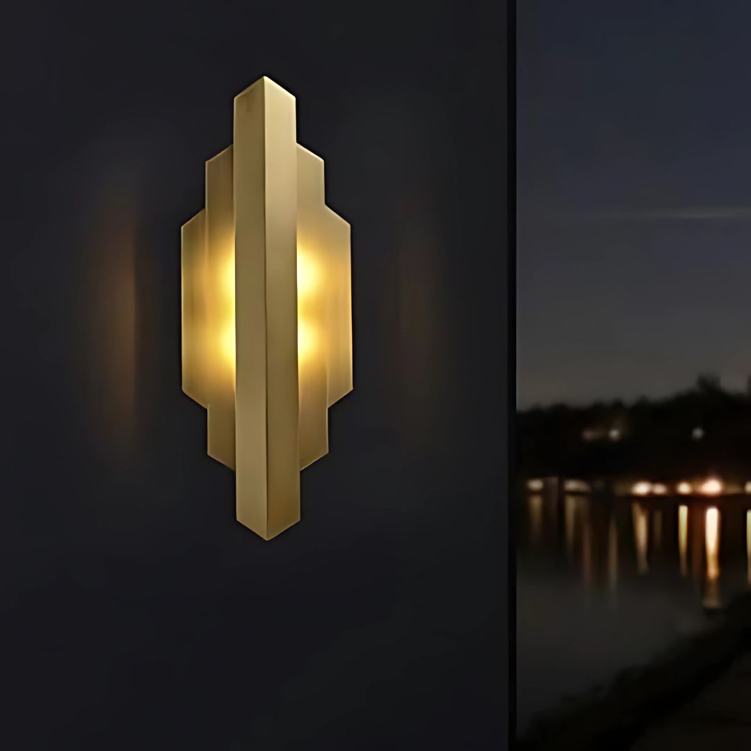 Brass Plated Geometric Wall Sconce Light with 5W LED Warm Lighting