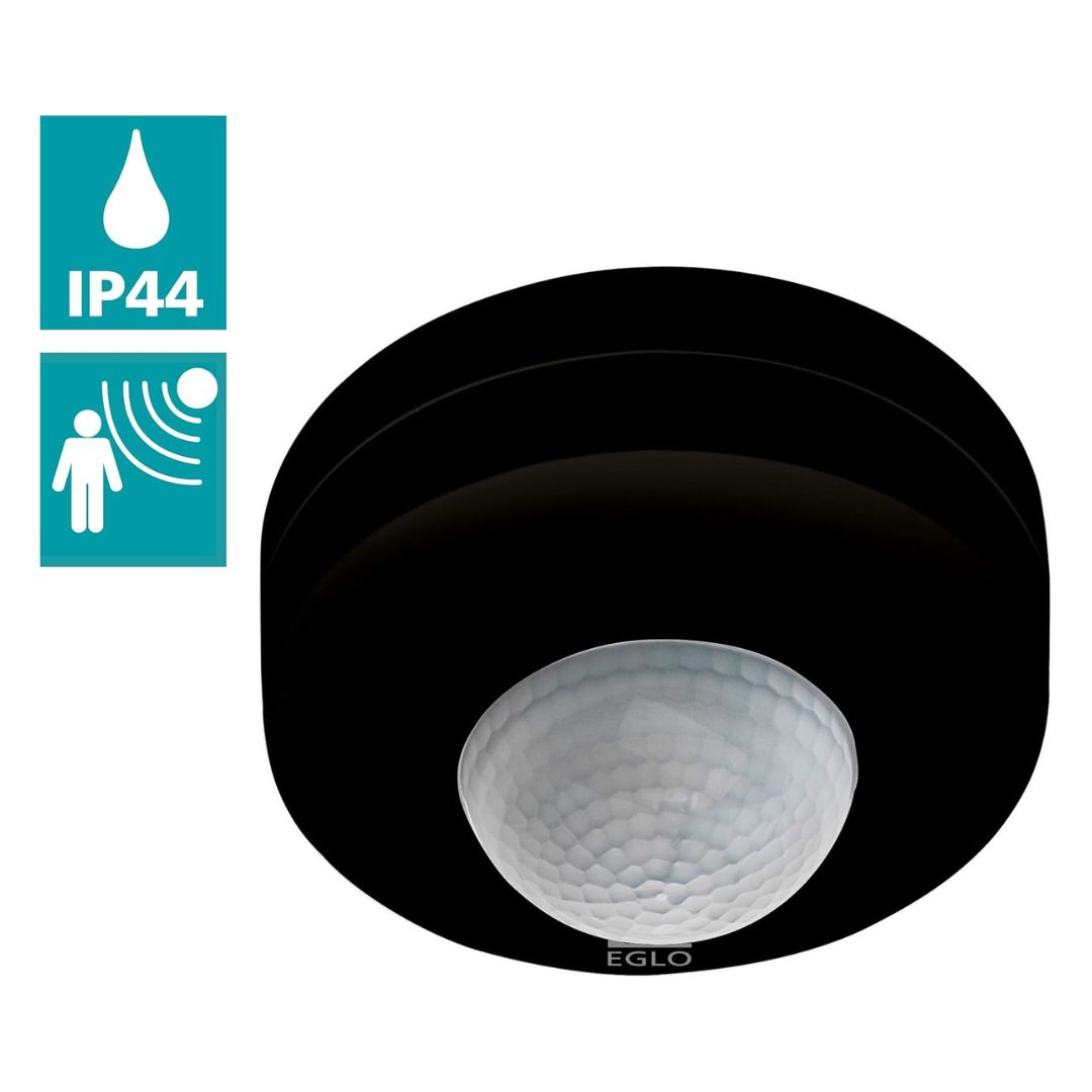 Motion Sensor Light 360 Degree Ceiling Mount IP44 Black Plastic