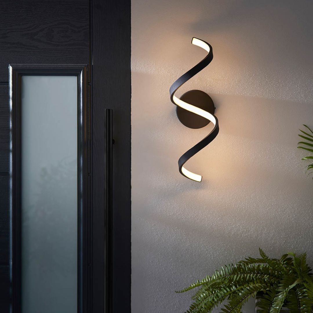 Modern Black LED Wall Light IP44 Aluminium 12W 3000K 520lm