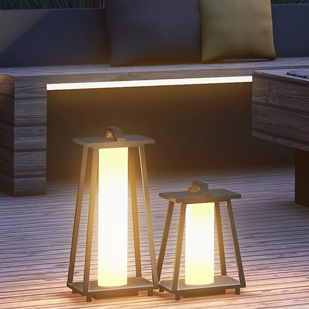 Outdoor LED Lantern Light Stainless Steel Solar Floor Lamp