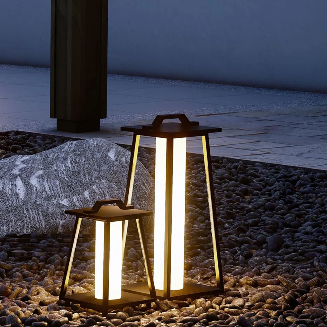 Outdoor LED Lantern Light Stainless Steel Solar Floor Lamp