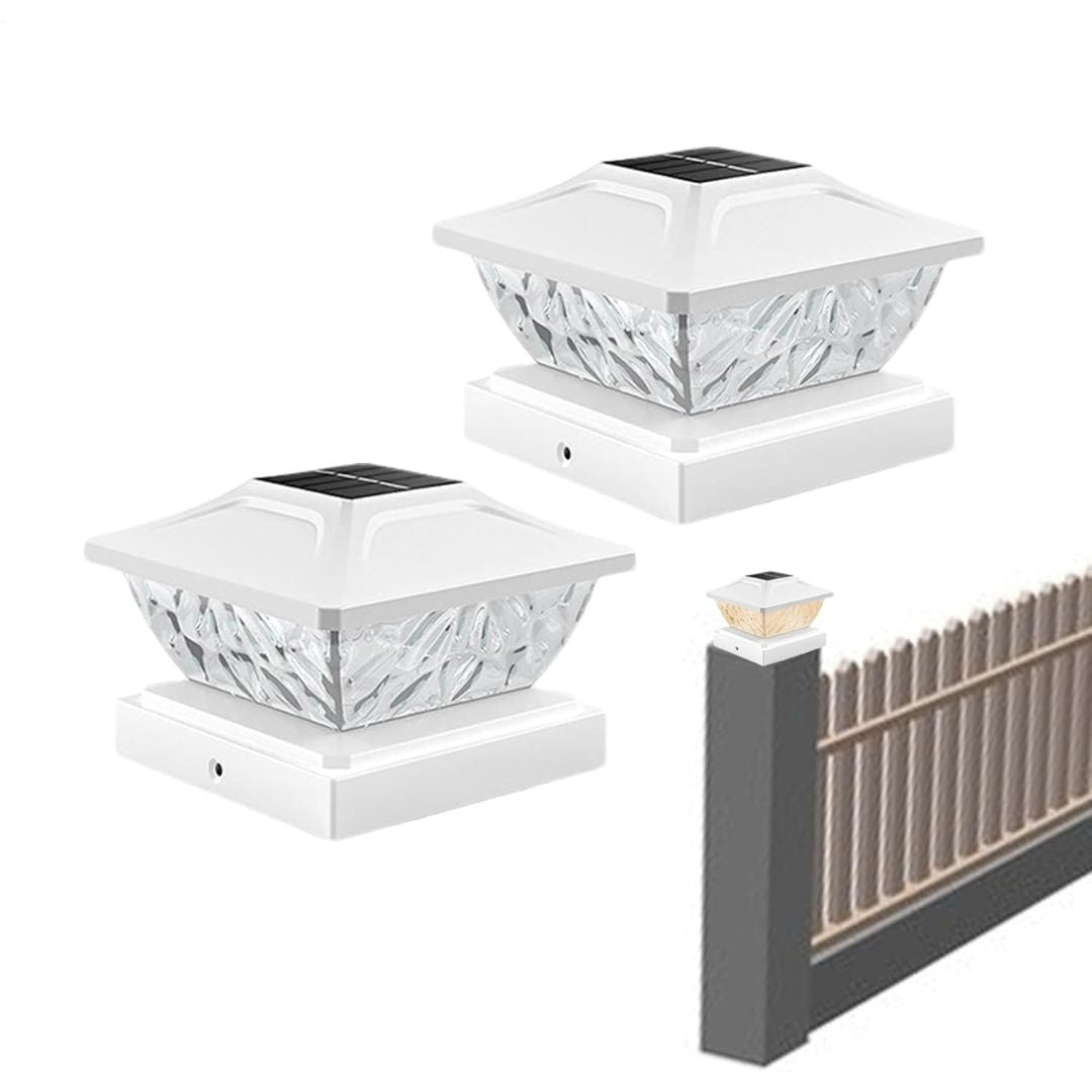 Solar Post Cap Lights Waterproof LED Outdoor Garden Lamps 2 Pack