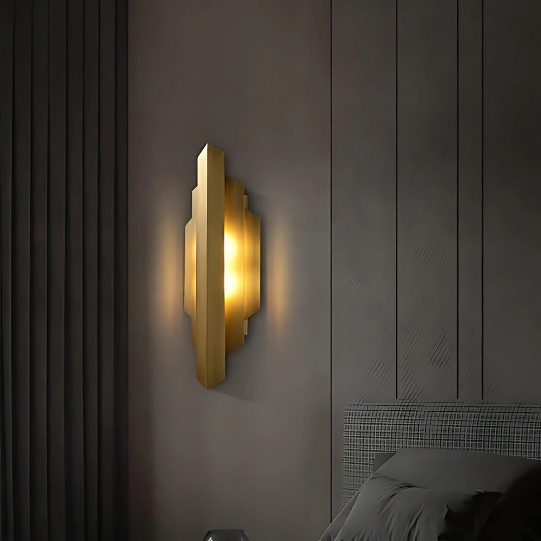 Brass Plated Geometric Wall Sconce Light with 5W LED Warm Lighting