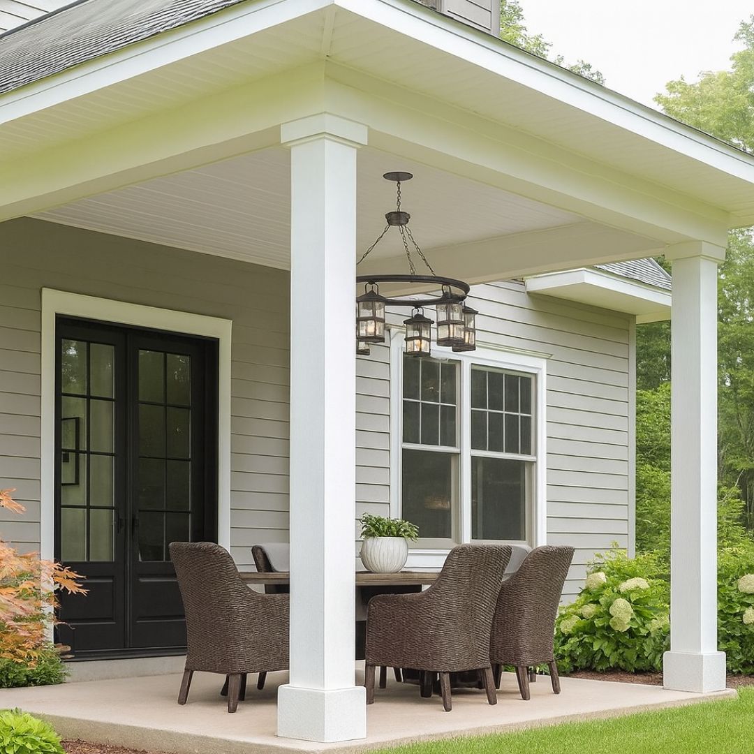 Aged Zinc Outdoor Pendant Light Fixture with Seedy Glass for Exterior Use