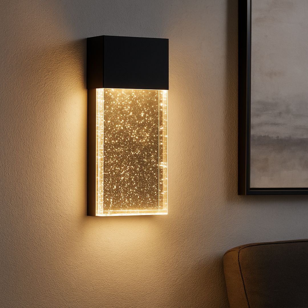 14-Inch Bubble Glass Wall Sconce with CCT Selection – Modern Vertical Design
