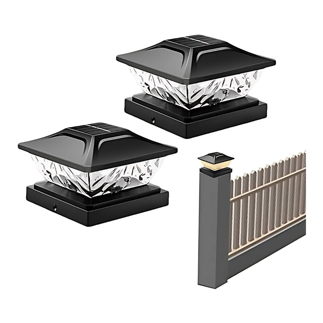 Solar Post Cap Lights Waterproof LED Outdoor Garden Lamps 2 Pack