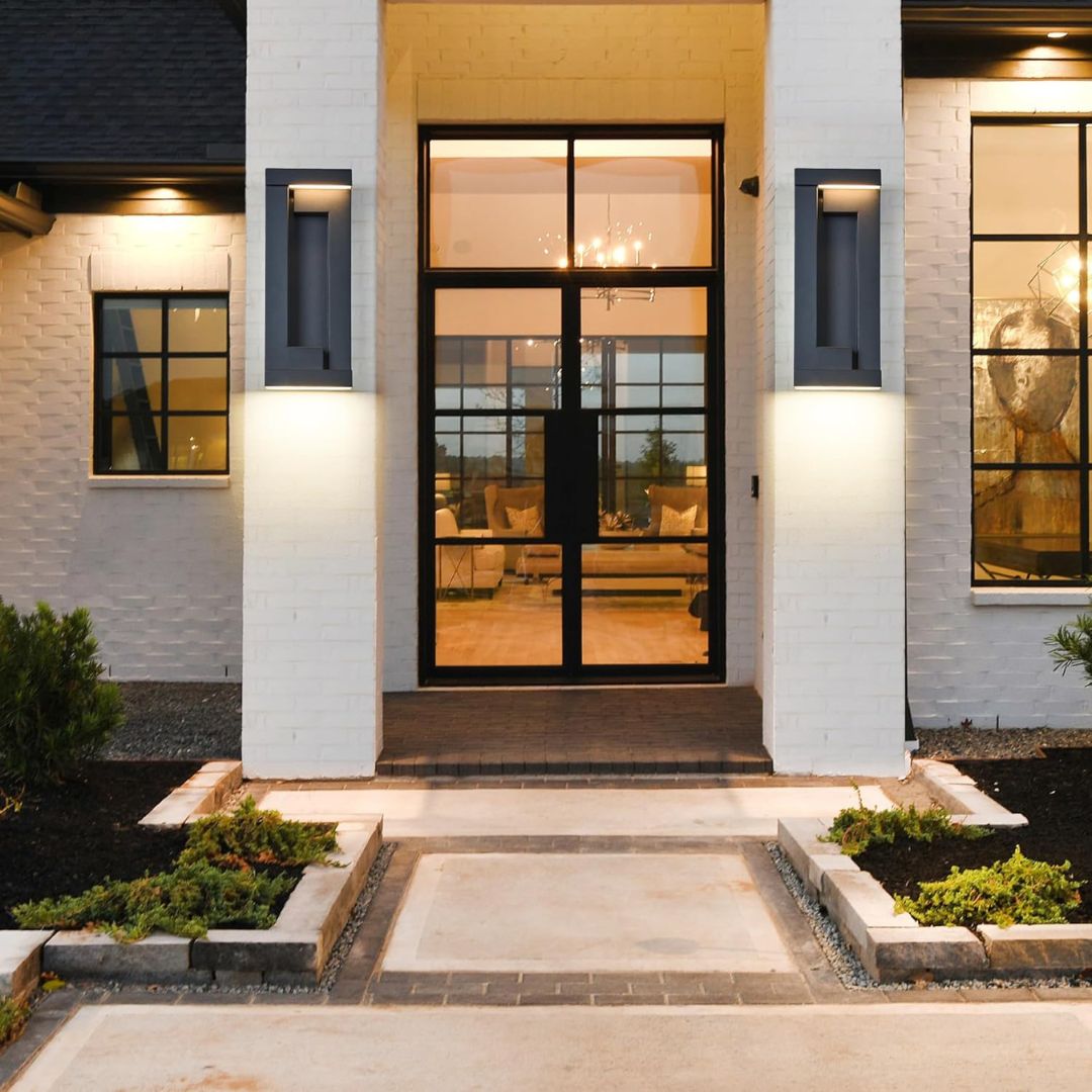 Modern Outdoor LED Wall Light Textured Black Waterproof 2200 Lumens