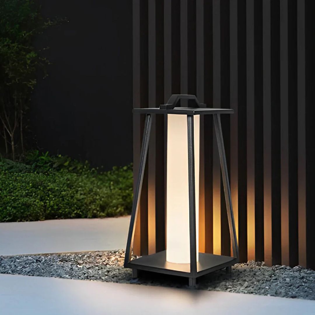 Outdoor LED Lantern Light Stainless Steel Solar Floor Lamp