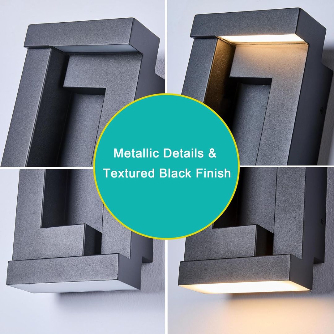 Modern Outdoor LED Wall Light Textured Black Waterproof 2200 Lumens