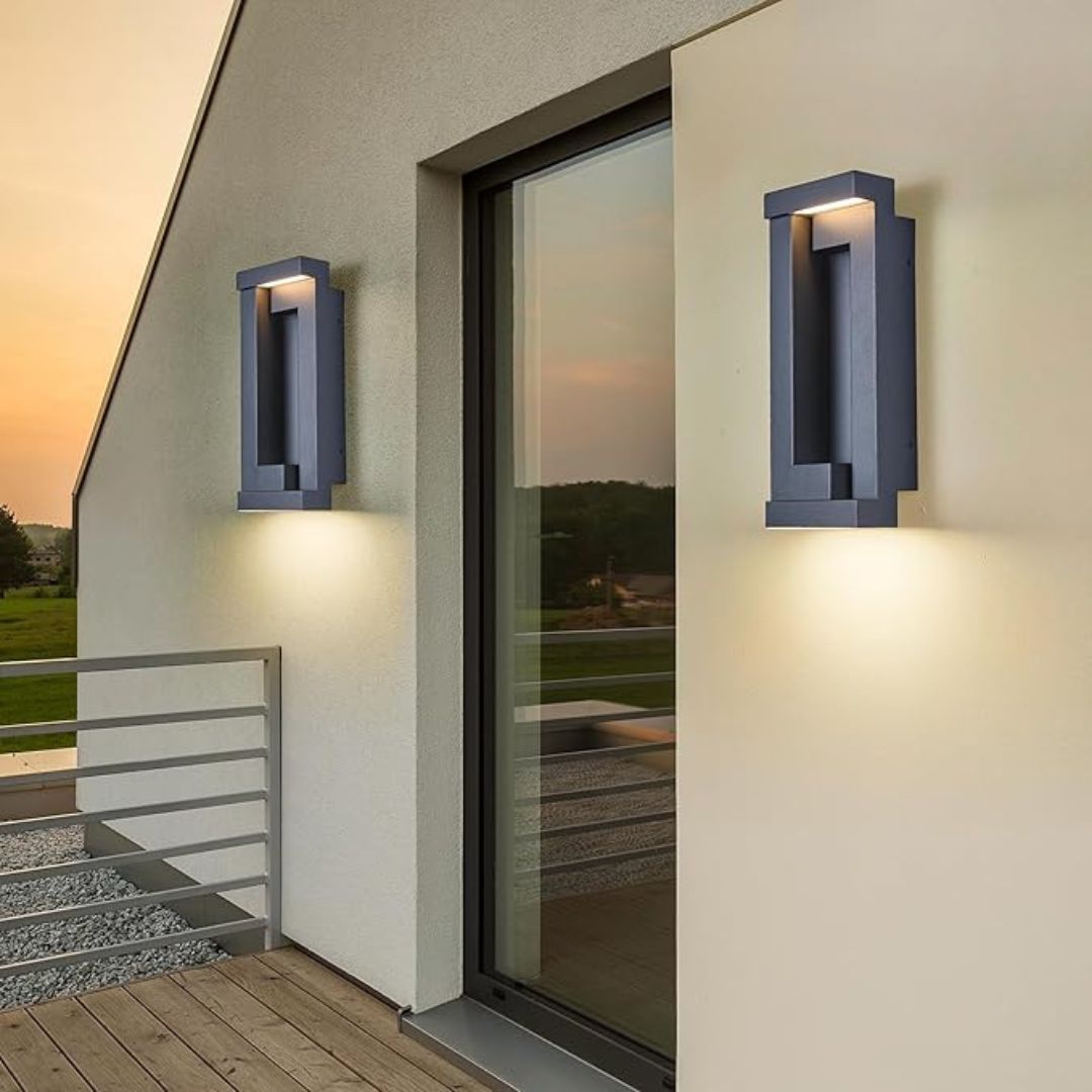 Modern Outdoor LED Wall Light Textured Black Waterproof 2200 Lumens