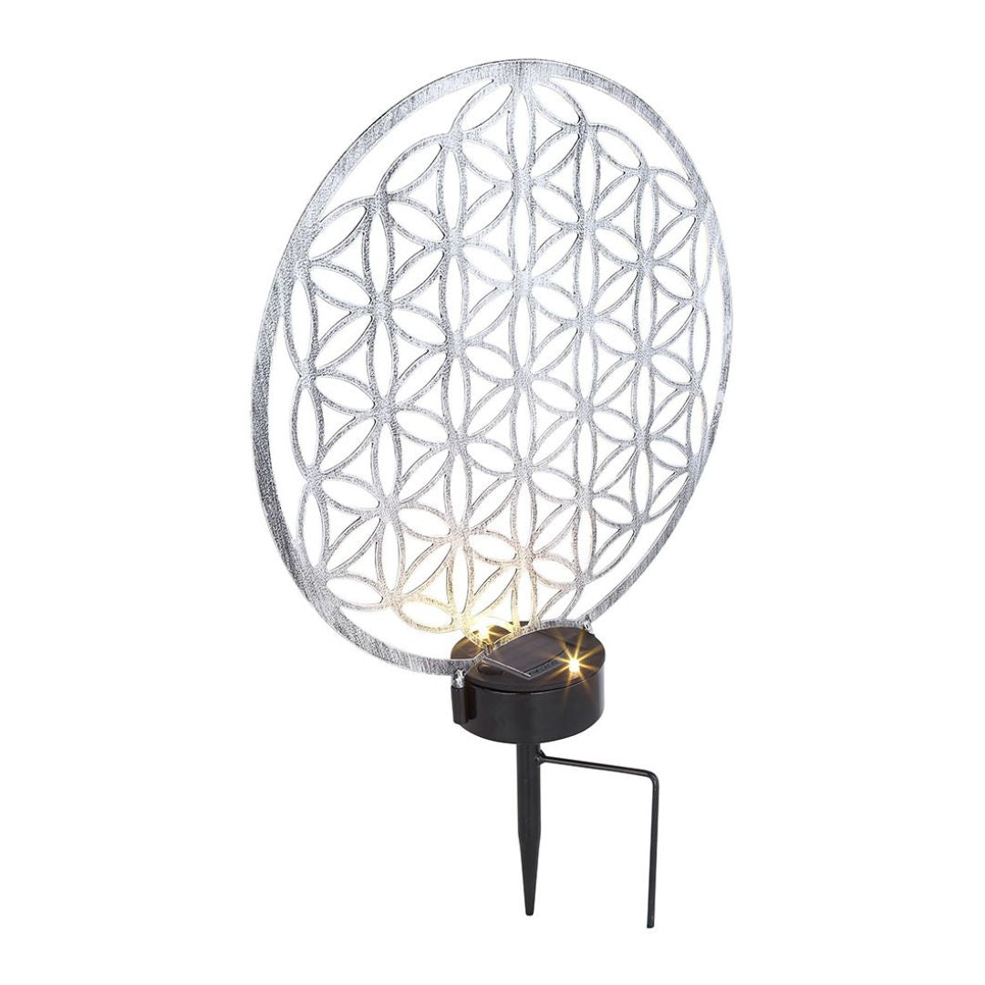 LED Solar Lamp Antique Silver with Ground Spike for Outdoor Lighting