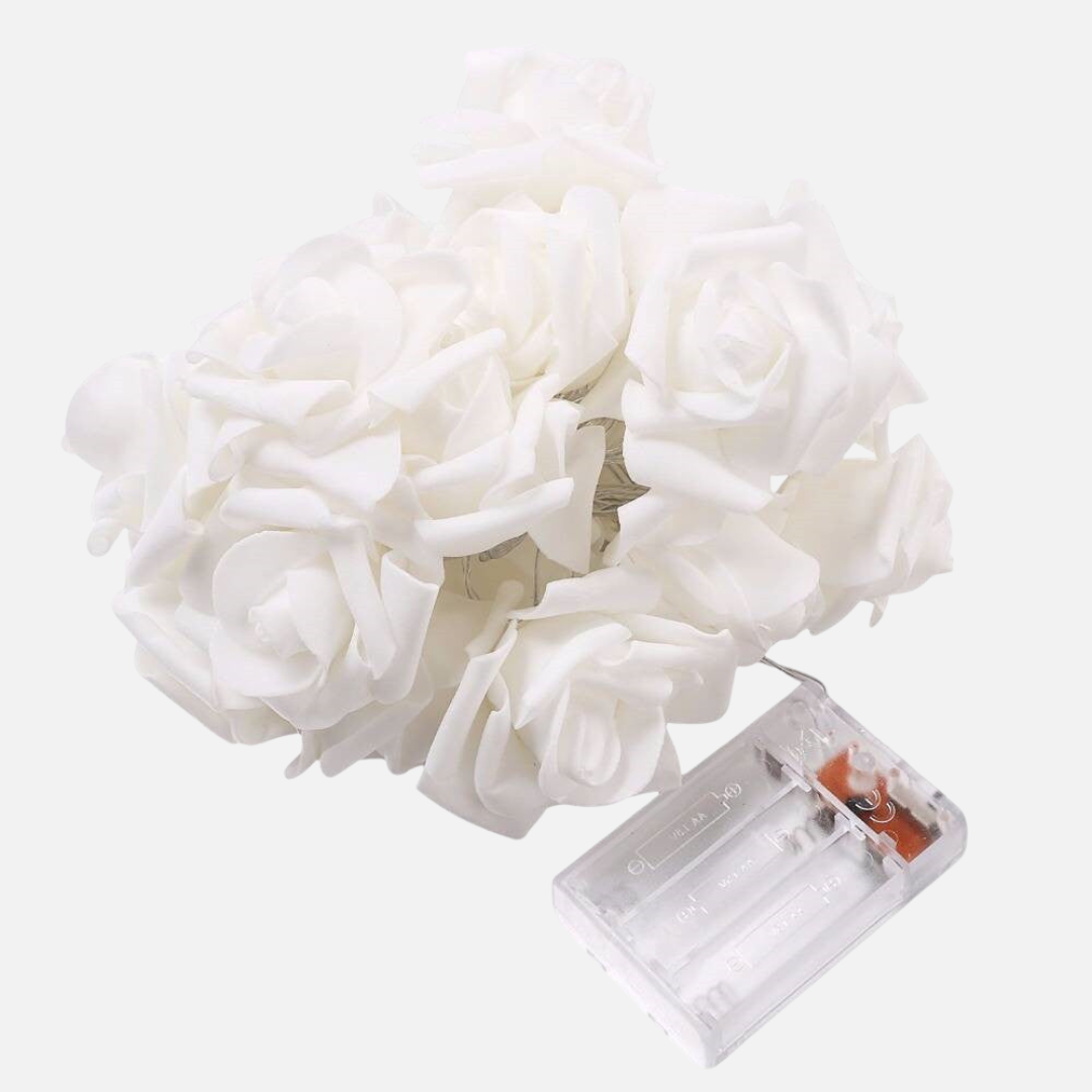 LED Rose String Lights Warm White White Foam or Frosted