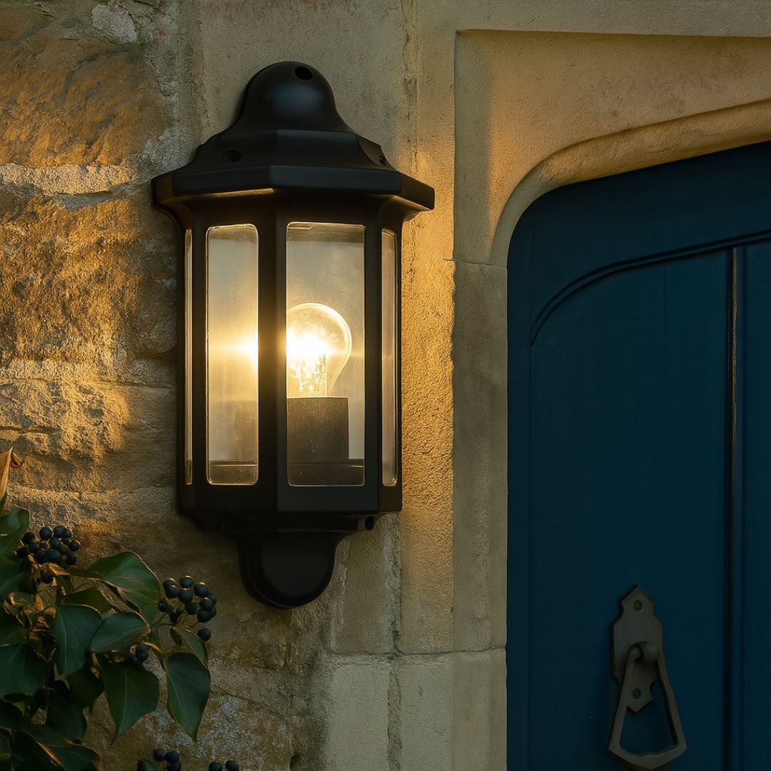 Traditional Outdoor Wall Lantern Light Black IP44 E27 240V 60W