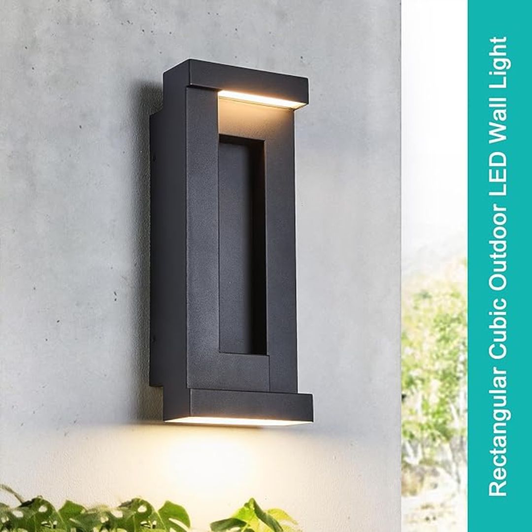 Modern Outdoor LED Wall Light Textured Black Waterproof 2200 Lumens