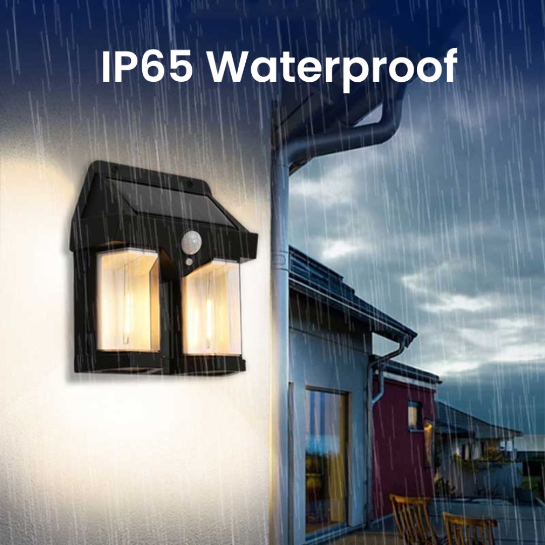 Solar Wall Light Outdoor with Motion Sensor and 3 Lighting Modes