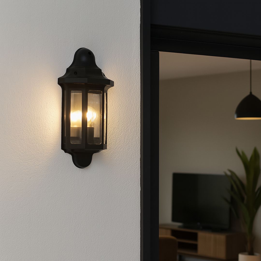 Traditional Outdoor Wall Lantern Light Black IP44 E27 240V 60W