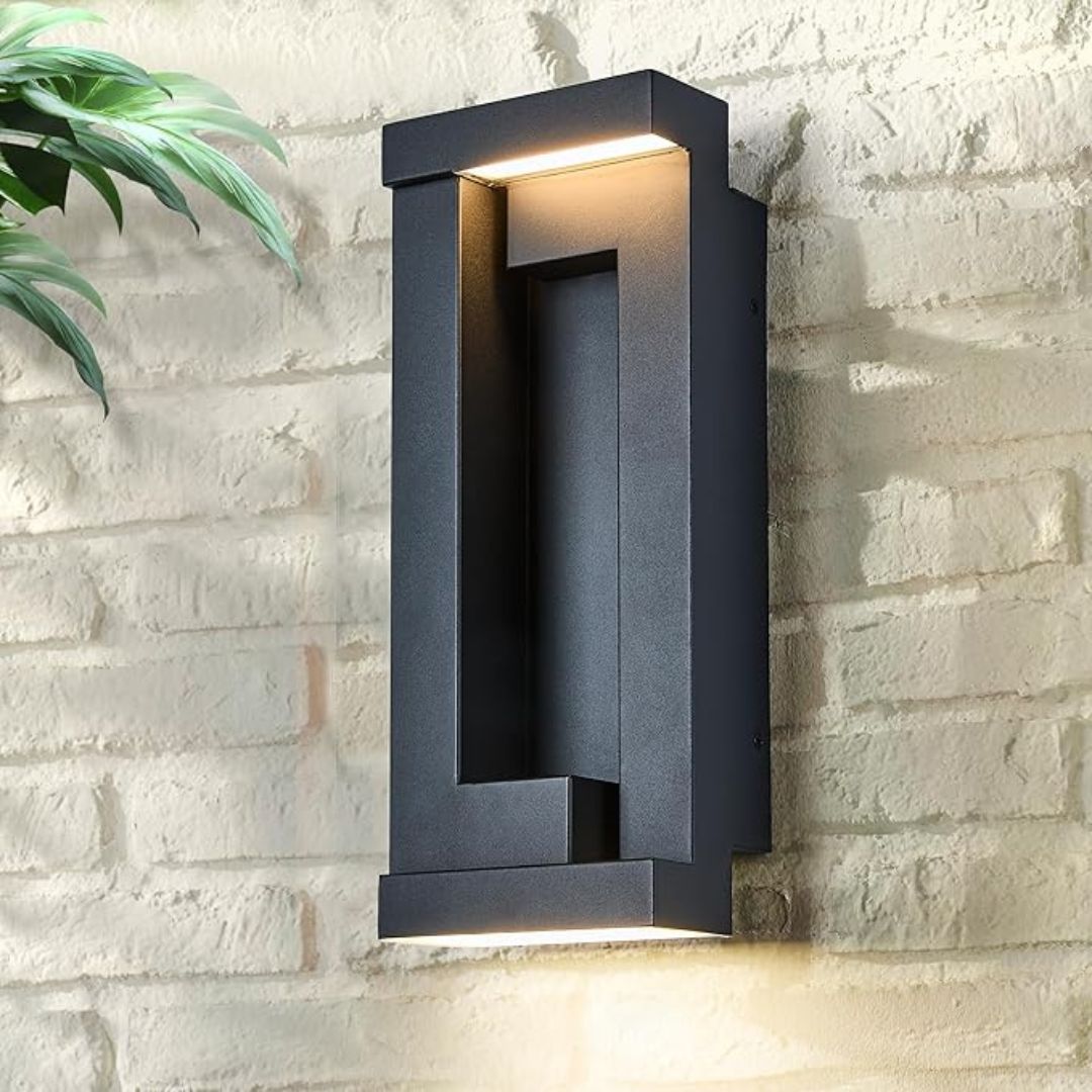 Modern Outdoor LED Wall Light Textured Black Waterproof 2200 Lumens