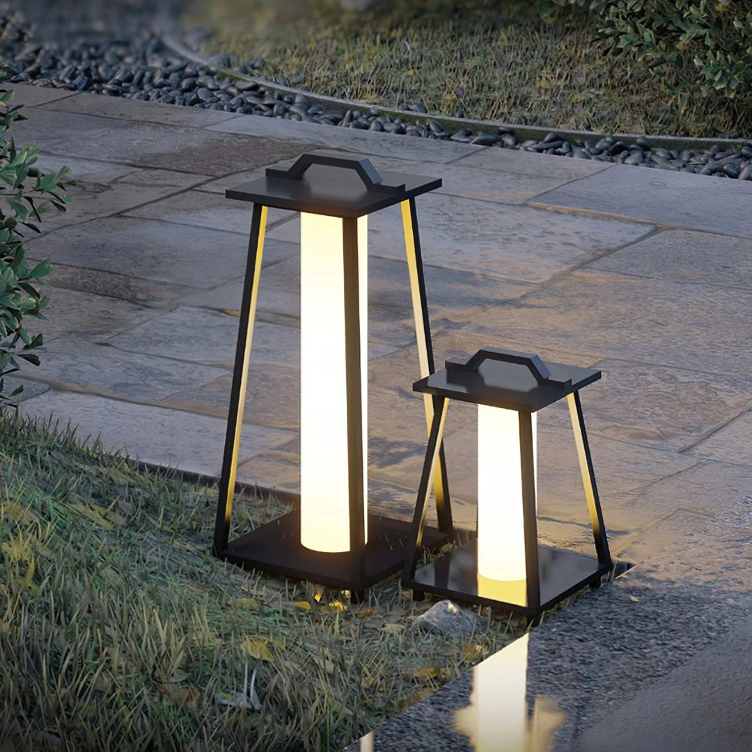 Outdoor LED Lantern Light Stainless Steel Solar Floor Lamp