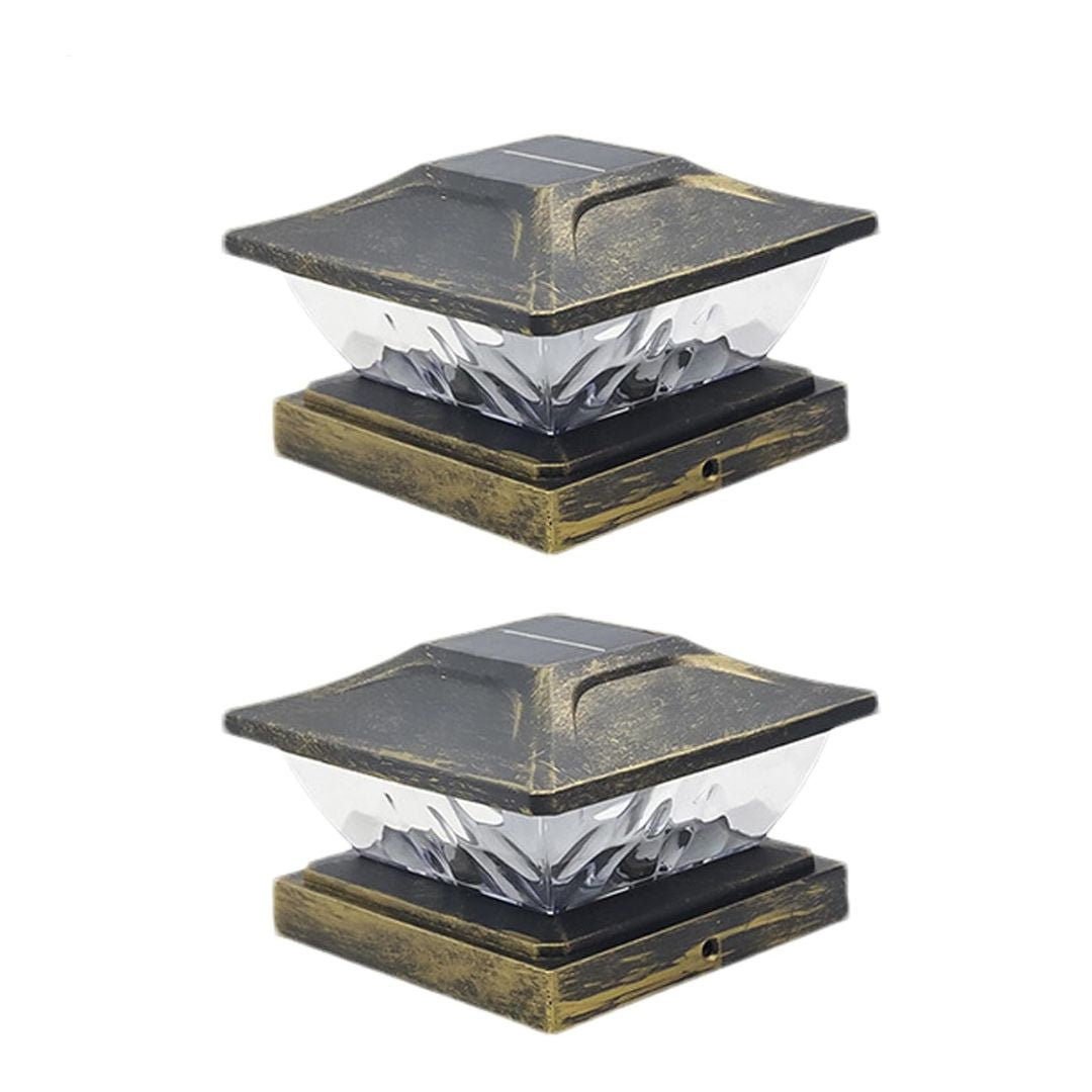 Solar Post Cap Lights Waterproof LED Outdoor Garden Lamps 2 Pack