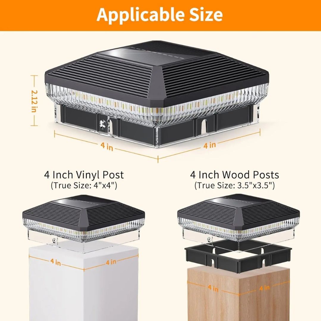 Solar Post Lights with 40 LEDs – Waterproof Outdoor Lighting for 4x4 Posts