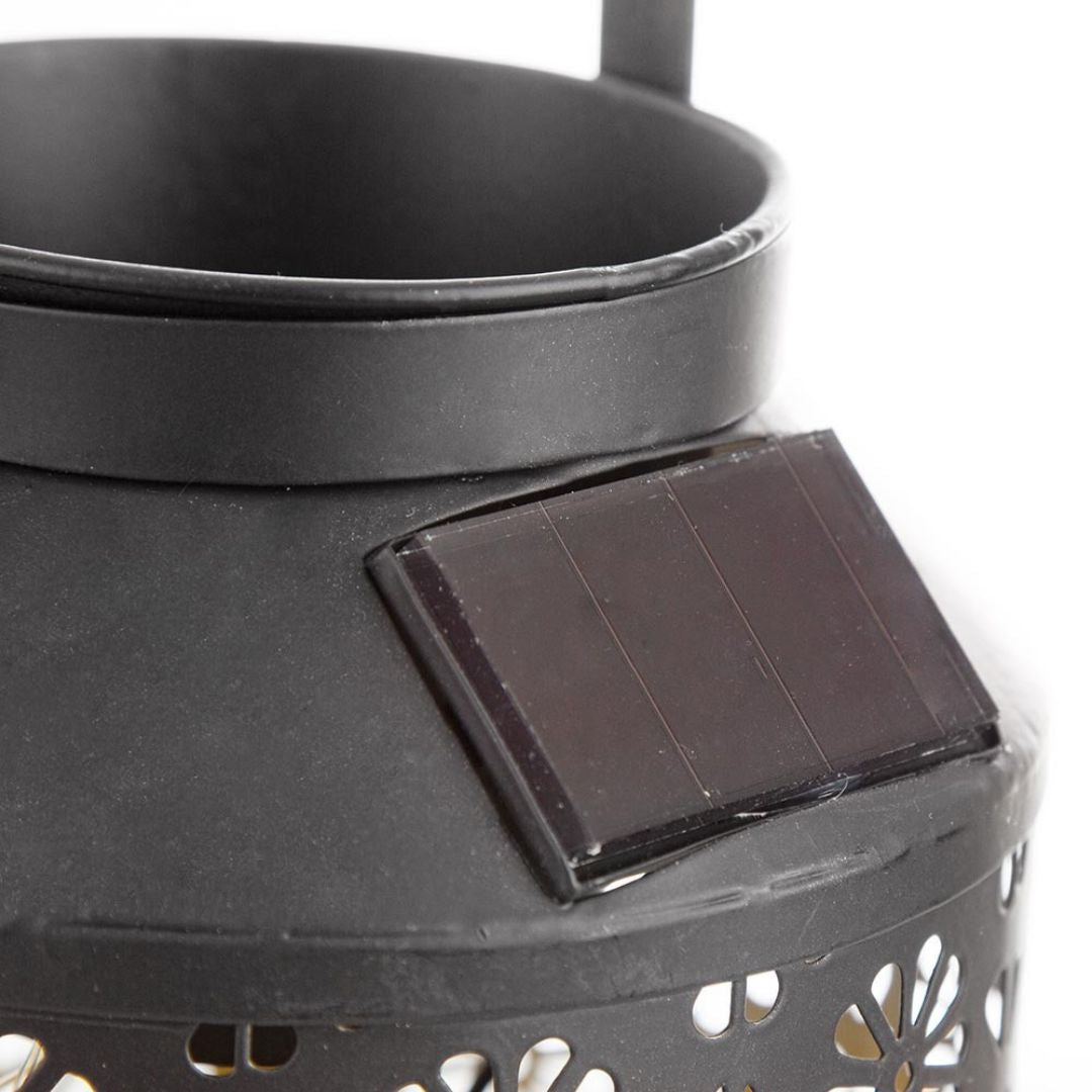 LED Solar Garden Lantern Black Planter Light with Sensor