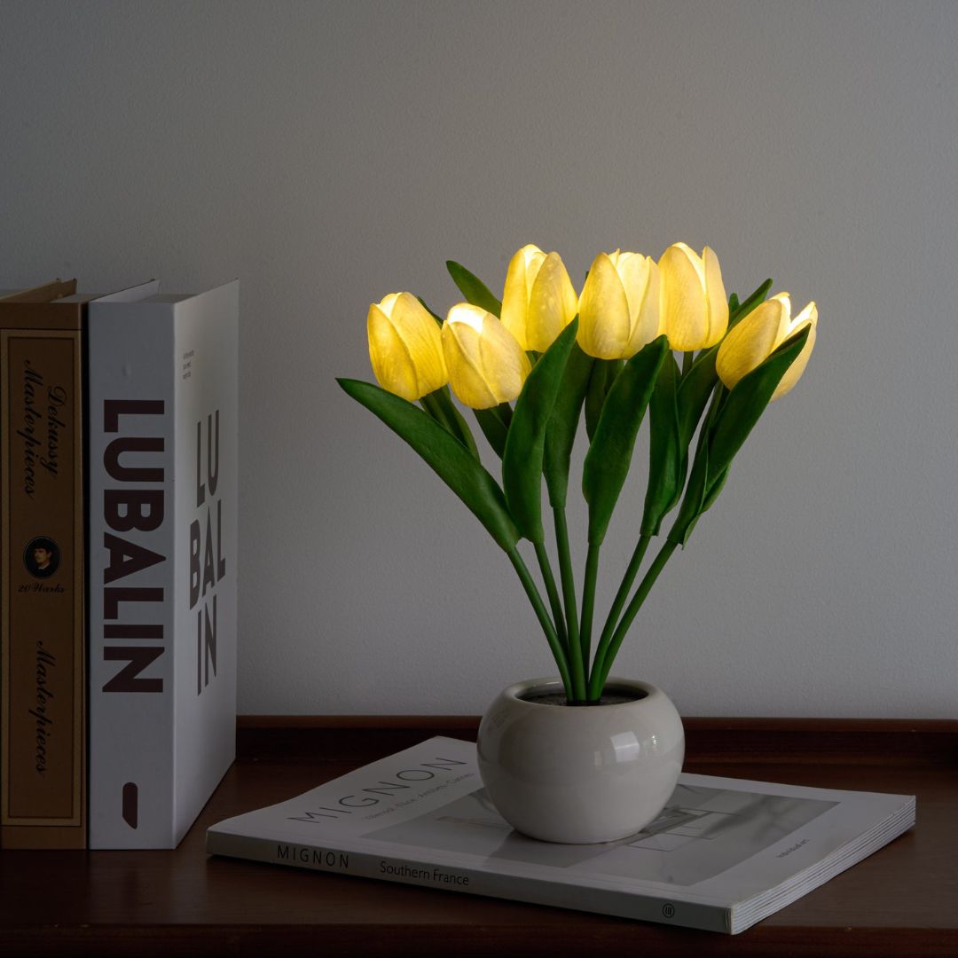 LED Tulip Flower Light for Home Decor - Realistic Design, Battery Powered