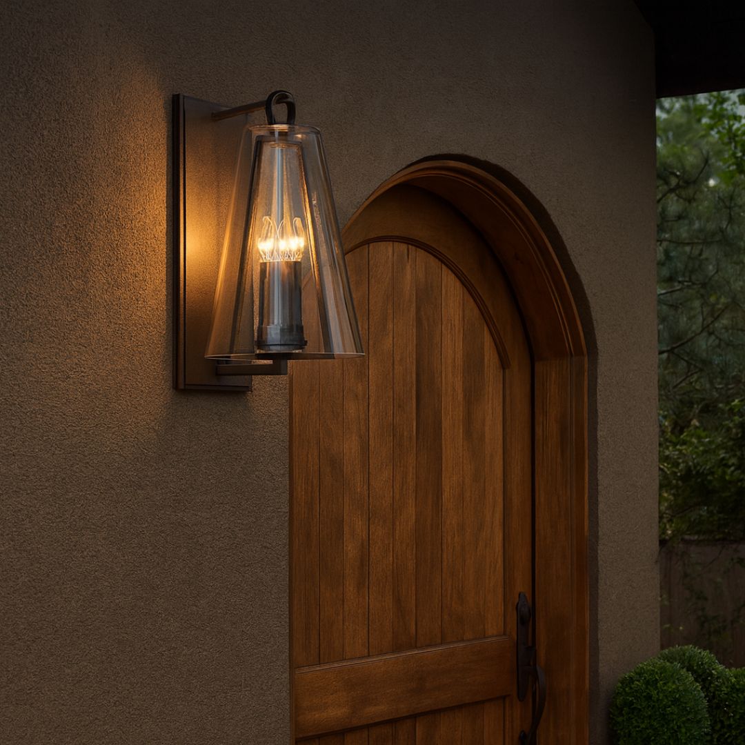 Glass Wall Sconce Light with E12 Base and 3 Candelabra Bulbs