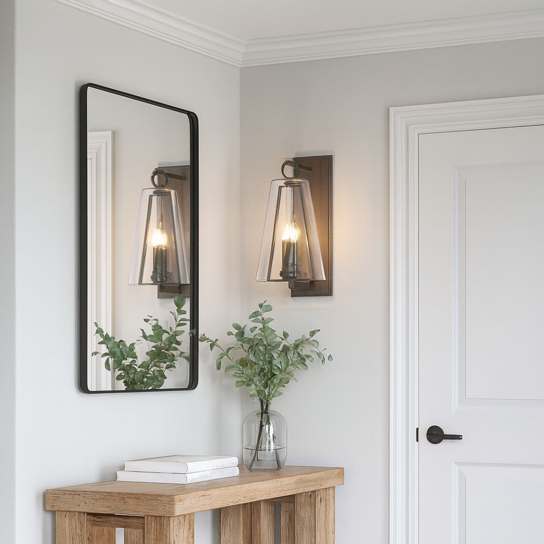 Glass Wall Sconce Light with E12 Base and 3 Candelabra Bulbs