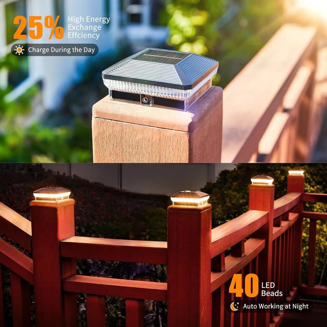 Solar Post Lights with 40 LEDs – Waterproof Outdoor Lighting for 4x4 Posts