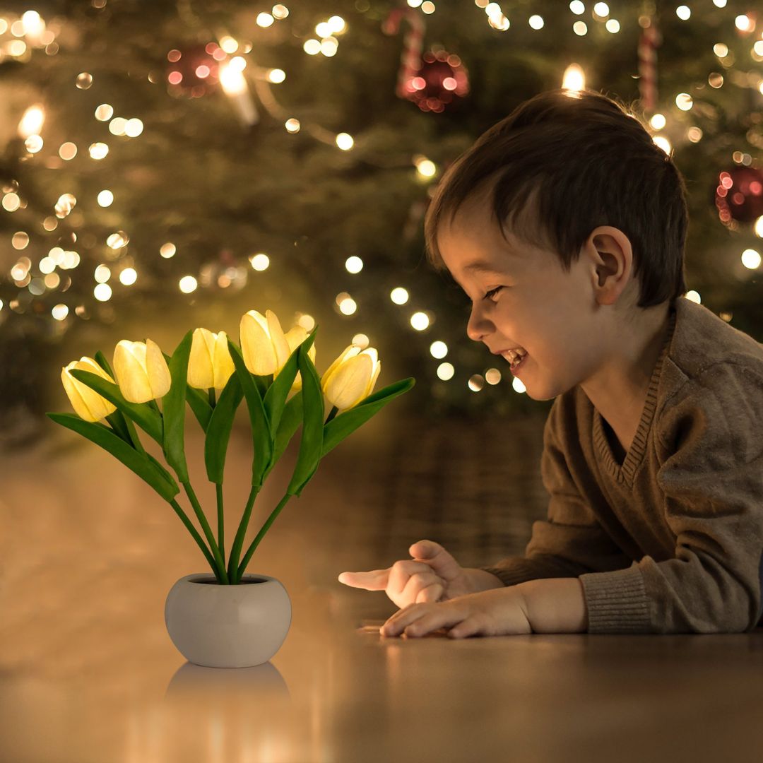 LED Tulip Flower Light for Home Decor - Realistic Design, Battery Powered