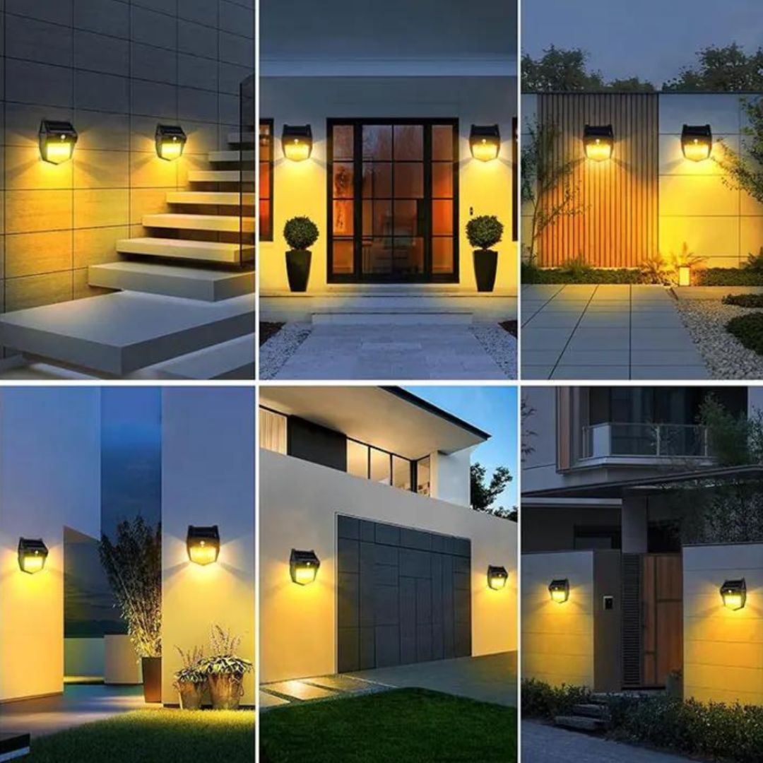 Solar Wall Lamp Outdoor 2-Pack with Motion Sensor and IP65 Rating