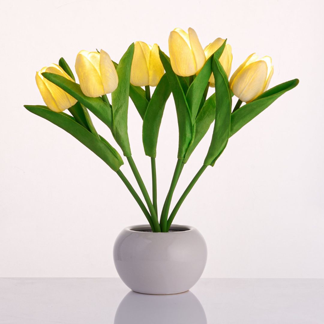 LED Tulip Flower Light for Home Decor - Realistic Design, Battery Powered