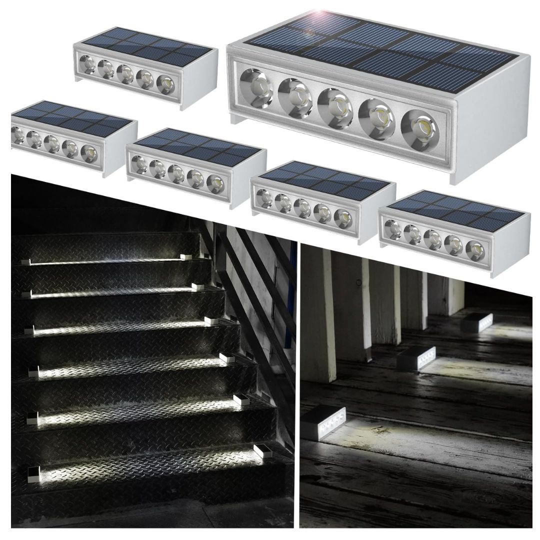 Solar Step Lights Outdoor Waterproof LED Deck Lighting for Stairs