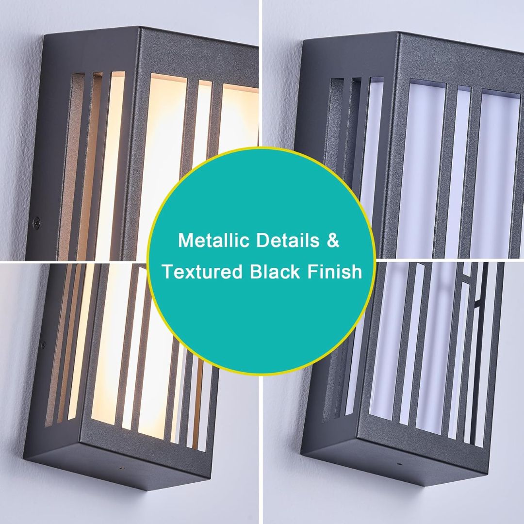 Outdoor Wall Light Waterproof Dimmable LED 1700LM Black Metal Acrylic