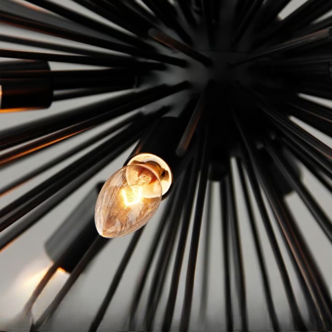 Large Outdoor Chandelier with Slim Metal Arms and Globe Design - Modern Exterior Lighting